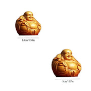 Miniature Laughing Buddha Maitreya Sculpture Wooden Mini Handmade Statue Woodcarving Buddha Statue Craft Gift