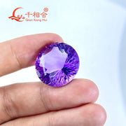 Natural Amethyst 32.47ct round Gemstone Brilliant Cut Loose Stone Certified by GRC for Jewelry Making
