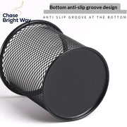 Black Metal Mesh Pen Holder – Square & Round Desktop Stationery Organizer