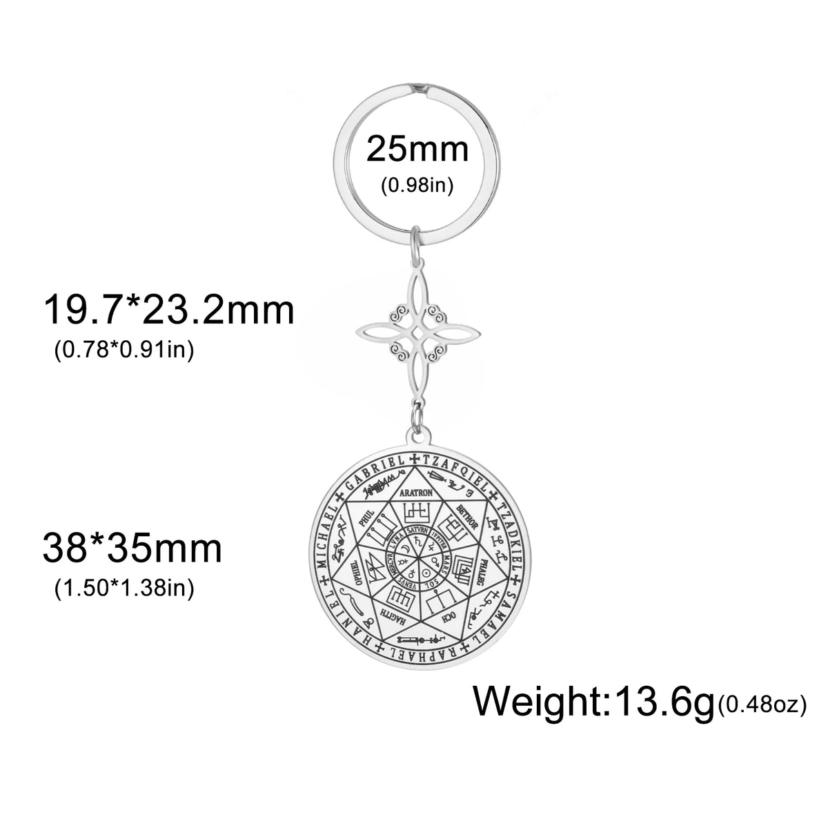 Seven Archangels Pendant Keychain – Stainless Steel Witch Knot Amulet