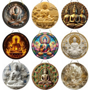 Buddha Art Sign - Round Wooden Sign Suitable for Home Living Room, Restaurant, Office, Garage, Bar, Coffee Shop Decoration, Gift