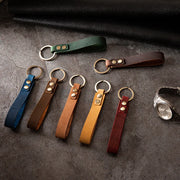 Vintage Leather Keychain – Men's Car Key Strap with Waist Wallet Ring