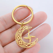 Saint Brigid Cross Keychain – Celtic Knot Moon Amulet for Men & Women