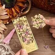 Butterfly Metal Bookmarks with Chain – 2 Pcs Vintage Golden Hollow Design