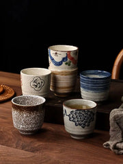 Japanese Style Hefeng Hand-painted Ceramic Tea Cup Wine Cup Small Size Drinking Cup Hotel Heat-resistant Thickened Home Tea
