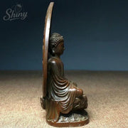 3.5inch Buddhism Antique Bronze carved Sakyamuni Amitabha Tathagata Buddha Statue