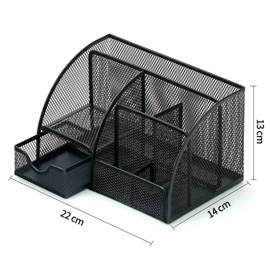 Large Capacity Metal Pen Holder – Desktop Stationery Storage Bucket