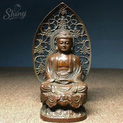 3.5inch Buddhism Antique Bronze carved Sakyamuni Amitabha Tathagata Buddha Statue