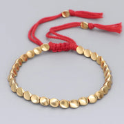 Buddhist Handmade Blue Lucky Thread Braided Bracelet Women Tibetan Copper Beads Bracelet For Men Couple Jewelry Pulseras QX-39