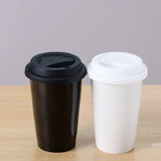 Double Wall Ceramic Coffee Mug with Silicone Lid