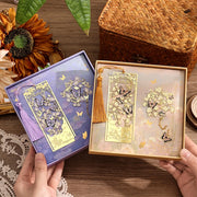 Butterfly Metal Bookmarks with Chain – 2 Pcs Vintage Golden Hollow Design
