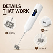 Rechargeable Electric Milk Frother – 3-Speed Handheld Whisk for Coffee & Latte