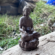 3.8 Inch Wooden Buddha Statue, Hand-Carved Ornament, Folk Style, Suitable for Home Decor, Tea Table Decoration, Desktop Ornament, Office, Bedroom, Centerpiece Decoration, Housewarming Gift
