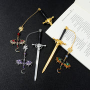 Fourth Wing Dragon Sword Bookmarks – Fantasy Gothic Reading Accessories