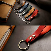 Vintage Leather Keychain – Men's Car Key Strap with Waist Wallet Ring