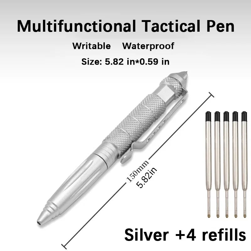Multifunctional Tactical Pen Outdoor Portable Tungsten Steel Protective Window Pen Men's Women's Wolf Pen Body Pen