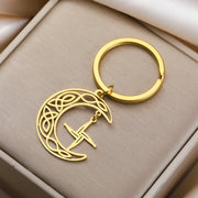 Saint Brigid Cross Keychain – Celtic Knot Moon Amulet for Men & Women