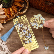 Butterfly Metal Bookmarks with Chain – 2 Pcs Vintage Golden Hollow Design