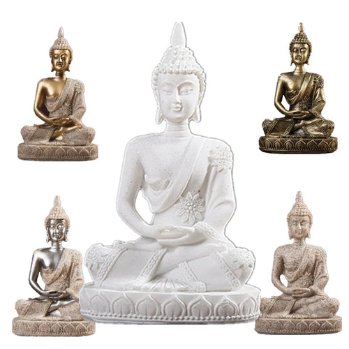 11cm Nature Sandstone India Buddha Statue Fengshui Sitting Buddha Sculpture Figurines Vintage Home Decor Use for Aquarium
